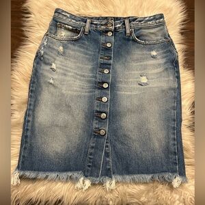 PRPS ‘Taunus’ Distressed Button-Down Premium Denim Skirt